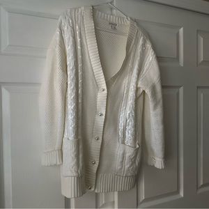 Venus Ivory sequins pearl button sweater. Womens M